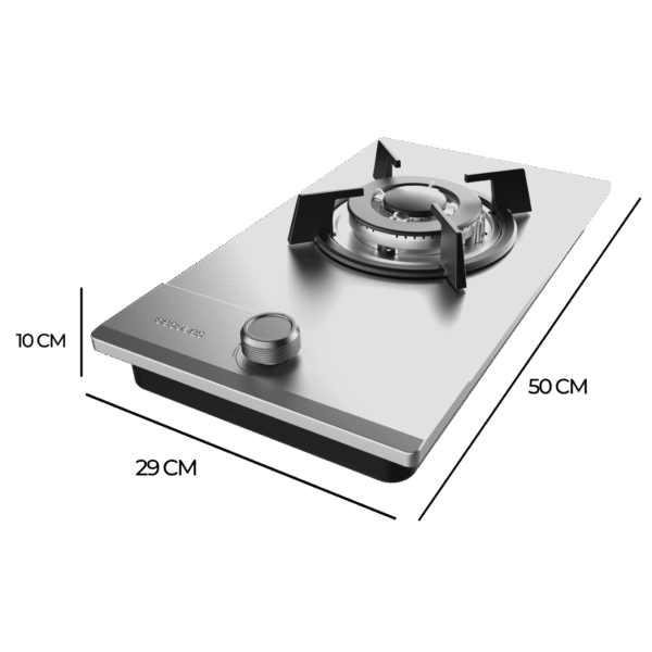 Imagen 4 Placa de gas de acero inoxidable con 2 quemadores, sistema de seguridad FlameOut y encendido integrado. Potencia y eficiencia en un diseño compacto y duradero.