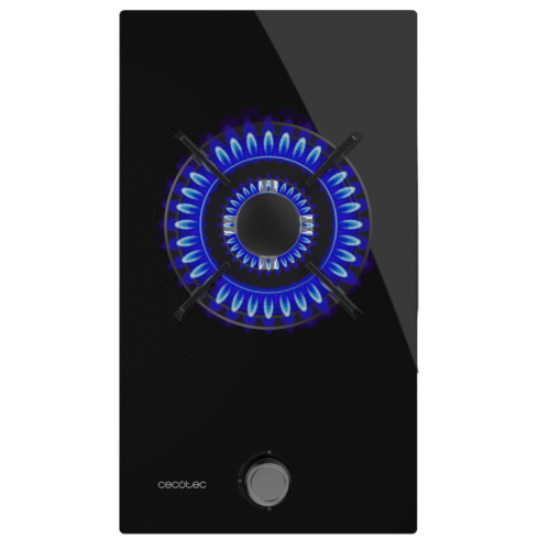 Imagen 2 Placa de gas de cristal negro con un potente quemador Wok, encendido automático y sistema de seguridad FlameControl para una cocina eficiente y segura.