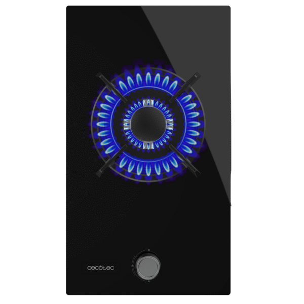 A01_EU01_100180-Imagen-2 Imagen 2 Placa de gas de cristal negro con un potente quemador Wok, encendido automático y sistema de seguridad FlameControl para una cocina eficiente y segura.