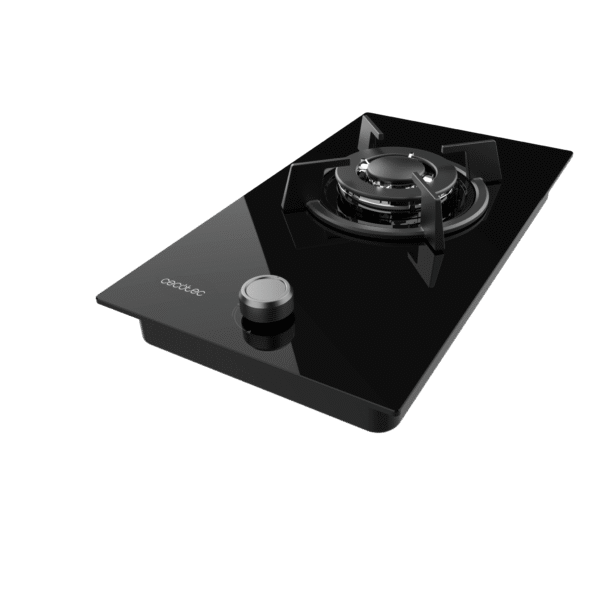 A01_EU01_100180-Imagen-5 Imagen 5 Placa de gas de cristal negro con un potente quemador Wok, encendido automático y sistema de seguridad FlameControl para una cocina eficiente y segura.