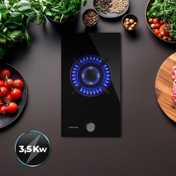 A01_EU01_100180-Imagen-8 Imagen 8 Placa de gas de cristal negro con un potente quemador Wok, encendido automático y sistema de seguridad FlameControl para una cocina eficiente y segura.