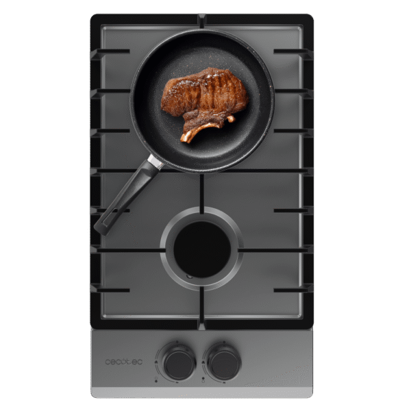 Placa de gas Bolero Squad G 1200S Inox de dos fuegos en acero inoxidable con mandos laterales