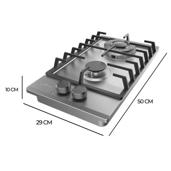 Imagen 4 Placa de gas Bolero Squad G 2200F Inox de 2 fuegos con sistema FFD, mandos integrados y acabado en acero inoxidable. Eficiencia y máxima seguridad en tu cocina.