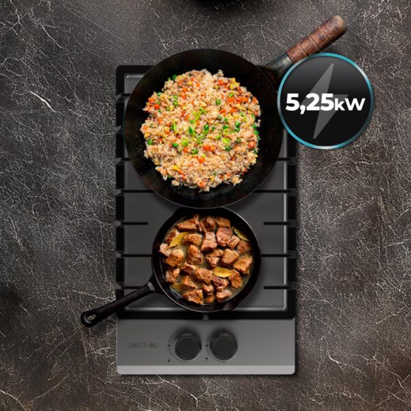 Imagen 7 Placa de gas Bolero Squad G 2200F Inox de 2 fuegos con sistema FFD, mandos integrados y acabado en acero inoxidable. Eficiencia y máxima seguridad en tu cocina.