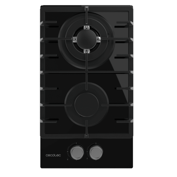 Imagen 3 Placa de gas de cristal templado negro con 2 quemadores, parrillas de hierro fundido y sistema de seguridad termopar. Eficiencia y diseño para tu cocina.