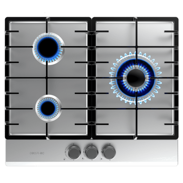 Imagen 2 Placa de gas Bolero Squad G 3200F Inox con 2 fuegos, superficie de acero inoxidable, encendido integrado y sistema de seguridad termopar automático.