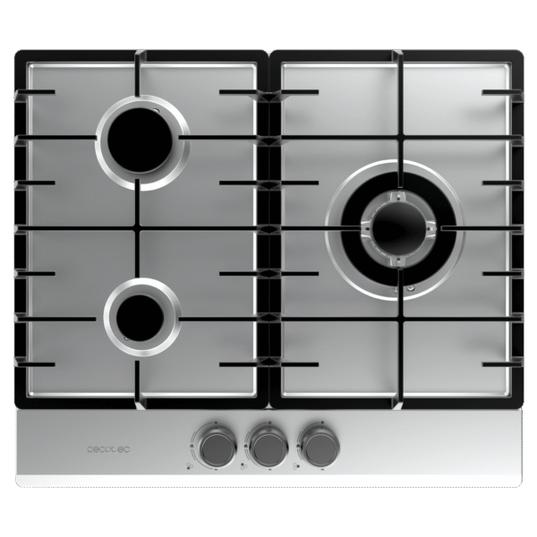 Imagen 3 Placa de gas Bolero Squad G 3200F Inox con 2 fuegos, superficie de acero inoxidable, encendido integrado y sistema de seguridad termopar automático.