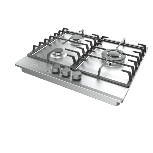 Imagen 5 Placa de gas Bolero Squad G 3200F Inox con 2 fuegos, superficie de acero inoxidable, encendido integrado y sistema de seguridad termopar automático.