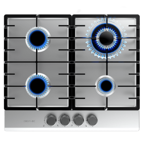 Imagen 2 Placa de gas Bolero Squad G 4200F Inox con 4 fuegos, parrillas de hierro fundido y seguridad FlameOut. Potencia y diseño profesional para tu cocina.