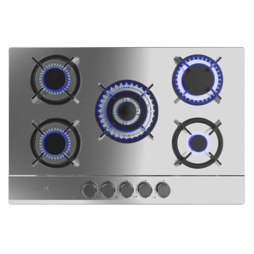 Imagen 2 Placa de gas Bolero Squad G 5200S Inox con 5 quemadores, superficie de acero inoxidable, parrillas de hierro fundido y sistema de seguridad FlameFail.