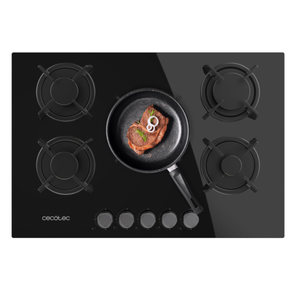 Placa de gas de acero inoxidable Bolero Squad G 5200S Inox con cinco quemadores y parrillas de hierro fundido