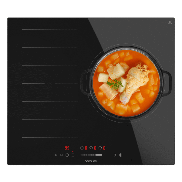 Placa de inducción portátil Cecotec Full Crystal Onyx de color negro con panel táctil y superficie de cristal esmaltado