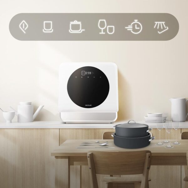 Imagen 8 Lavavajillas compacto Bolero Aguazero 1100 White de 3 cubiertos. 6 programas de lavado, panel Touch Control y diseño eficiente para espacios reducidos.