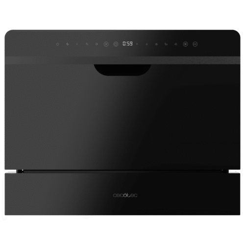 Imagen 2 Lavavajillas semi-integrable Bolero Aguazero 2500 S-BI Black Glass de 6 cubiertos. Eficiencia energética D, 5 programas de lavado y elegante acabado en cristal negro.