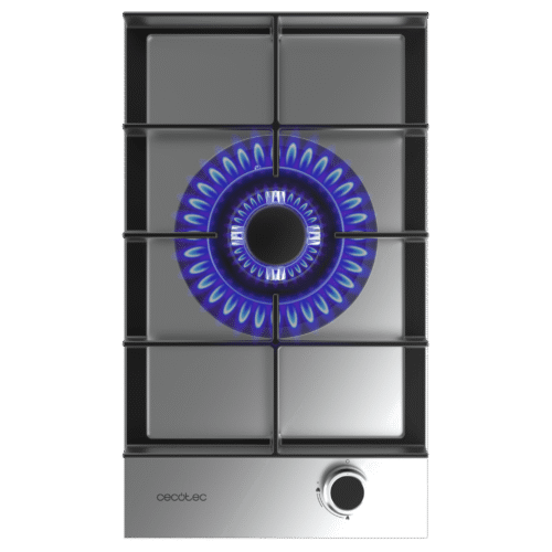 Imagen 2 Placa de gas de acero inoxidable con 4 quemadores, sistema de seguridad termopar y encendido automático. Potencia total de 7 kW para una cocina eficiente.