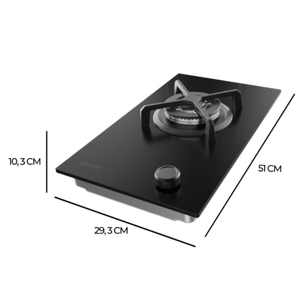 Imagen 4 Placa de gas Bolero Squad G 1400S Nano Glass de Cecotec con 4 fuegos, superficie de cristal templado, mandos integrados y sistema de seguridad FlameFail.