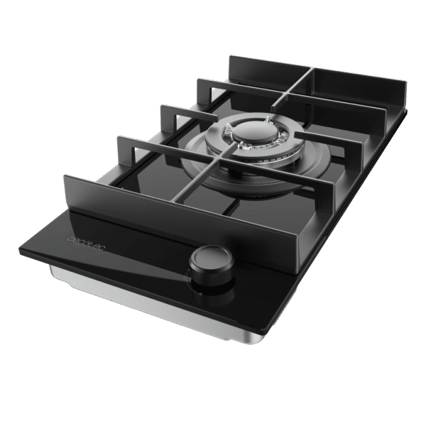 Imagen 5 Placa de gas Bolero Squad G 1400F Glass Black con 4 fuegos, superficie de cristal templado, encendido automático y sistema de seguridad FlameOut integrado.