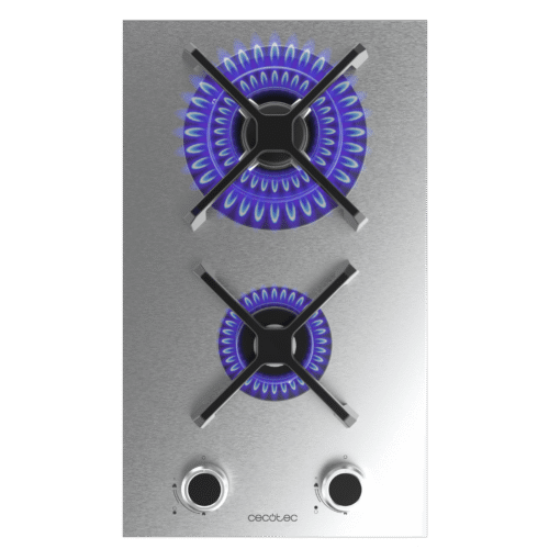 Imagen 2 Placa de gas Cecotec Bolero Squad G 2400S Inox con 2 fuegos, acabado en acero inoxidable, encendido automático y sistema de seguridad para una cocina eficiente.