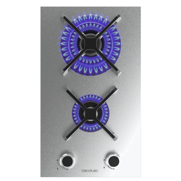 Imagen 2 Placa de gas Cecotec Bolero Squad G 2400S Inox con 2 fuegos, acabado en acero inoxidable, encendido automático y sistema de seguridad para una cocina eficiente.