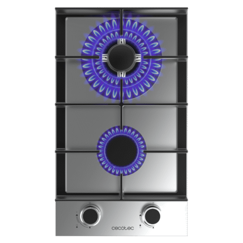 Imagen 2 Placa de gas de 2 fuegos en acero inoxidable con mandos frontales y quemadores de alta eficiencia. Diseño compacto y resistente para cocinas funcionales.