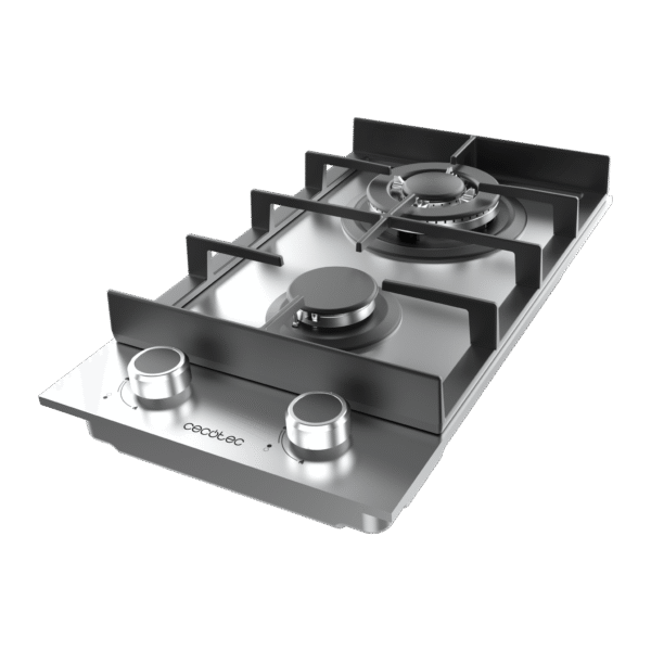 Imagen 5 Placa de gas de 2 fuegos en acero inoxidable con mandos frontales y quemadores de alta eficiencia. Diseño compacto y resistente para cocinas funcionales.