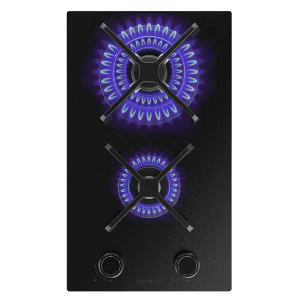 A01_EU01_100484-Imagen-2 Imagen 2 Placa de gas de 4 fuegos con cristal Nano Glass, quemadores Sabaf de alta eficiencia, parrillas de hierro fundido y sistema de seguridad FlameFailure integrado.