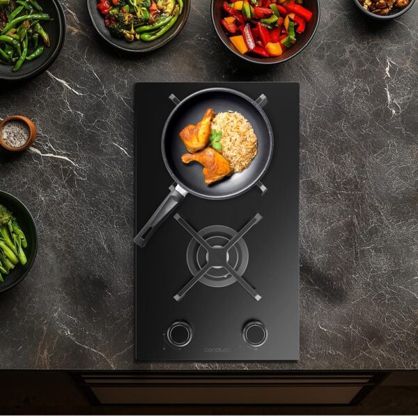 A01_EU01_100484-Imagen-7 Imagen 7 Placa de gas de 4 fuegos con cristal Nano Glass, quemadores Sabaf de alta eficiencia, parrillas de hierro fundido y sistema de seguridad FlameFailure integrado.