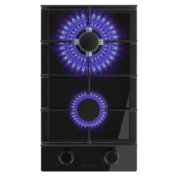 Imagen 2 Placa de gas Bolero Squad G 2400F Glass Black con 4 fuegos, superficie de cristal templado negro, autoencendido integrado y sistema de seguridad termopar.