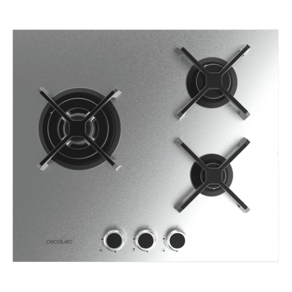 Imagen 3 Placa de gas Bolero Squad G 3400S Inox con 3 quemadores, incluyendo un potente quemador Triple Ring. Superficie de acero inoxidable y sistema de seguridad FFD.