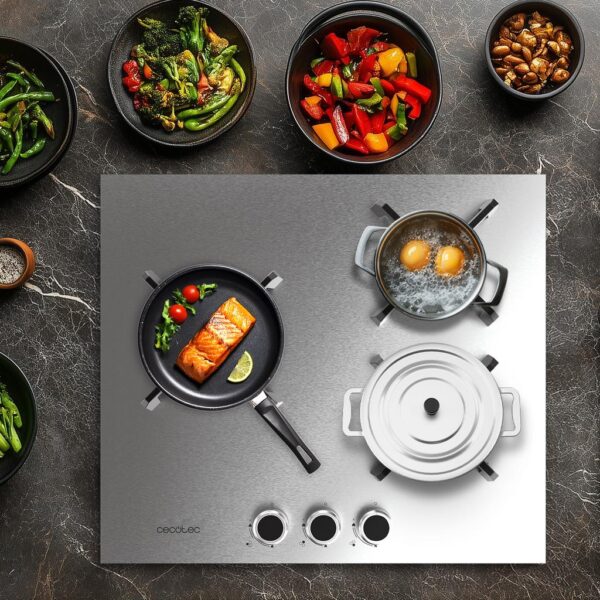 Imagen 7 Placa de gas Bolero Squad G 3400S Inox con 3 quemadores, incluyendo un potente quemador Triple Ring. Superficie de acero inoxidable y sistema de seguridad FFD.