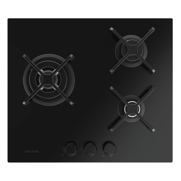 Imagen 3 Placa de gas Bolero Squad G 3400S Nano Glass de 3 fuegos con superficie de alta resistencia, encendido integrado y sistema de seguridad Gas Stop avanzado.