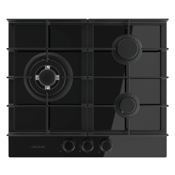 Imagen 3 Placa de gas Bolero Squad G 3400F Glass Black con 3 quemadores, superficie de cristal templado, parrillas de hierro fundido y sistema de seguridad Termopar.