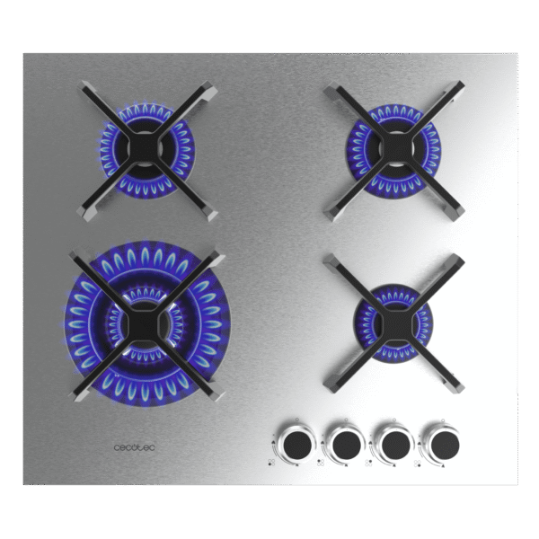 A01_EU01_100490-Imagen-2 Imagen 2 Placa de gas Bolero Squad G 4400S Inox de Cecotec con 4 quemadores, superficie de acero inoxidable, mandos mecánicos y sistema de seguridad termopar.
