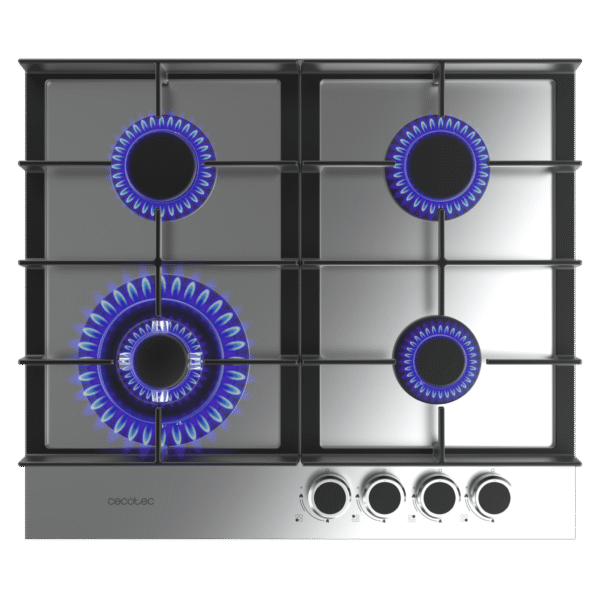 Imagen 2 Placa de gas Bolero Squad G 4400F Inox de 4 fuegos con acabado en acero inoxidable, parrillas de hierro fundido, autoencendido y sistema de seguridad FFD.