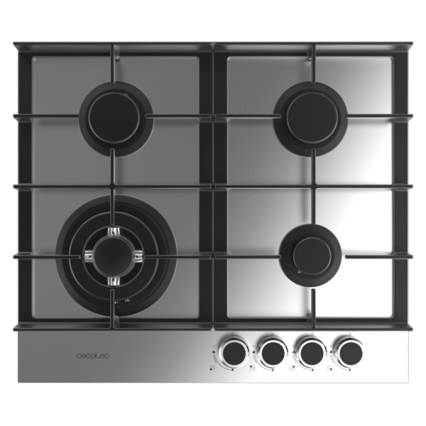 Imagen 3 Placa de gas Bolero Squad G 4400F Inox de 4 fuegos con acabado en acero inoxidable, parrillas de hierro fundido, autoencendido y sistema de seguridad FFD.