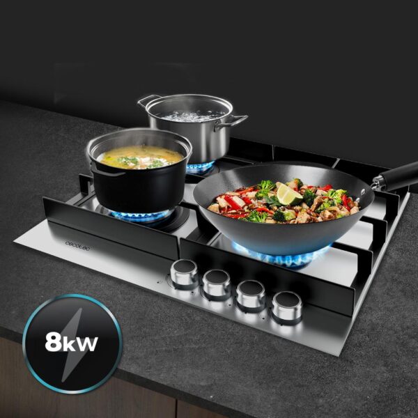 Imagen 8 Placa de gas Bolero Squad G 4400F Inox de 4 fuegos con acabado en acero inoxidable, parrillas de hierro fundido, autoencendido y sistema de seguridad FFD.