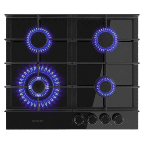 Imagen 2 Placa de gas Bolero Squad G 4400F Glass Black con 4 fuegos, superficie de cristal templado, autoencendido y sistema de seguridad FFD para una cocina eficiente.