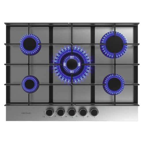 Imagen 2 Placa de gas Bolero Squad G 5400F Inox de Cecotec con 4 quemadores, superficie de acero inoxidable y sistema de seguridad FlameOut para una cocción eficiente.