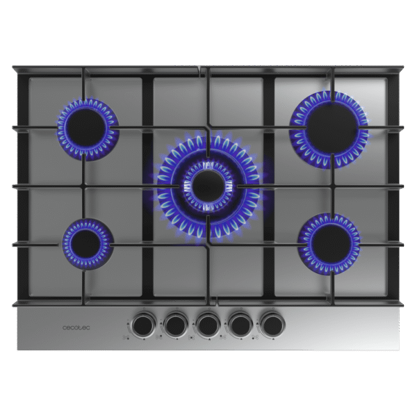 A01_EU01_100495-Imagen-2 Imagen 2 Placa de gas Bolero Squad G 5400F Inox de Cecotec con 4 quemadores, superficie de acero inoxidable y sistema de seguridad FlameOut para una cocción eficiente.