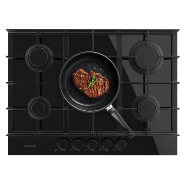 Placa de gas de acero inoxidable Bolero Squad G 5200S Inox con cinco quemadores y parrillas de hierro fundido