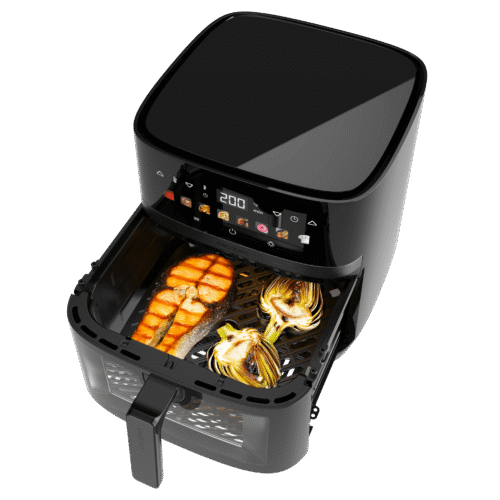 Imagen 2 Freidora de aire de 8L y 2200W con tecnología DuoHeat. Doble resistencia para un dorado perfecto y sabor a parrilla en tus recetas saludables sin aceite.