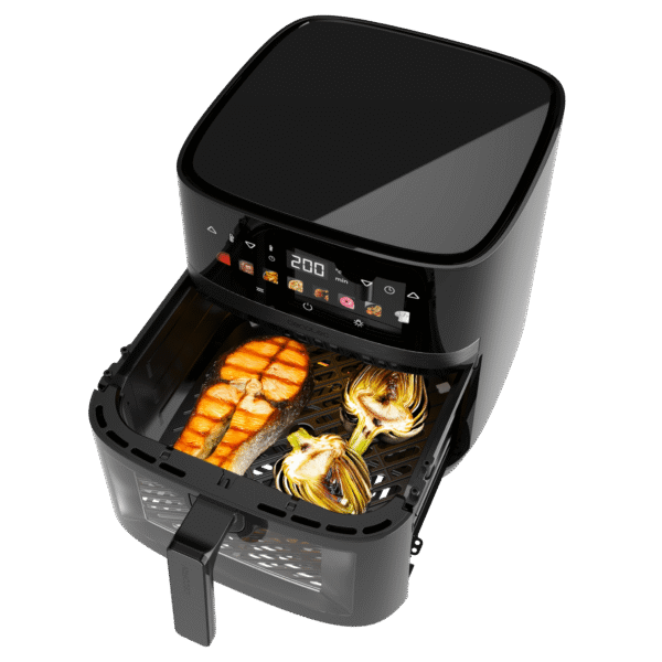 Imagen 2 Freidora de aire de 8L y 2200W con tecnología DuoHeat. Doble resistencia para un dorado perfecto y sabor a parrilla en tus recetas saludables sin aceite.