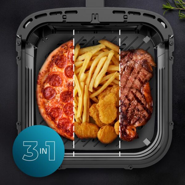 Imagen 7 Freidora de aire de 8L y 2200W con tecnología DuoHeat. Doble resistencia para un dorado perfecto y sabor a parrilla en tus recetas saludables sin aceite.