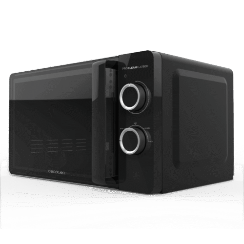 Vista frontal del microondas digital Cecotec Proclean 2500 con panel de control táctil y mando giratorio