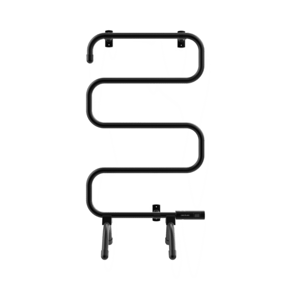 Imagen 3 Radiador toallero eléctrico de bajo consumo Cecotec ReadyWarm 5000 Towel Black con 100W, indicador luminoso y doble uso: suelo o pared. Máxima seguridad.