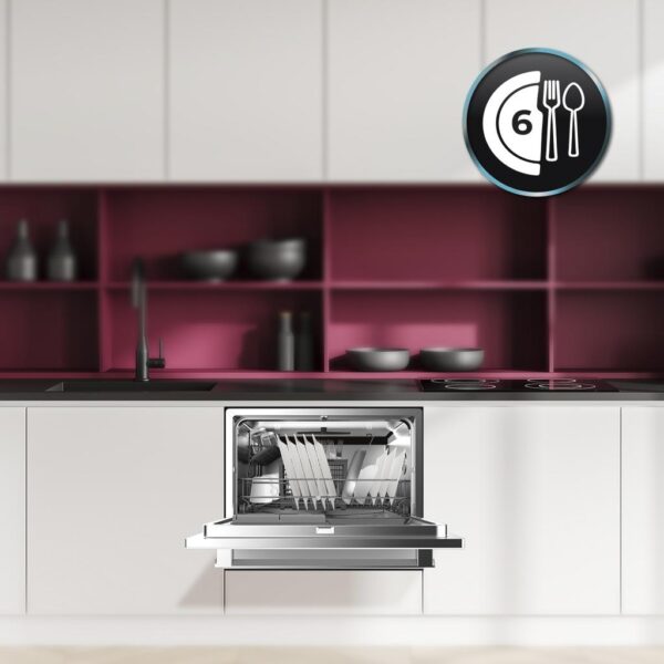 Imagen 6 Lavavajillas compacto Bolero Aguazero 2400 White Glass de 6 servicios. Eficiencia energética clase D, panel Touch Control y acabado premium en cristal blanco.