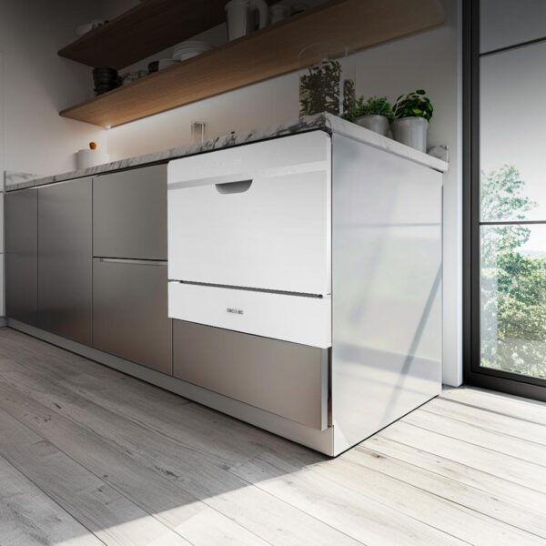 Imagen 6 Lavavajillas semi-integrable Bolero Aguazero 2500 S-BI White Glass de 6 servicios. Eficiencia clase D, 5 programas y panel Touch Control para un lavado eficiente.