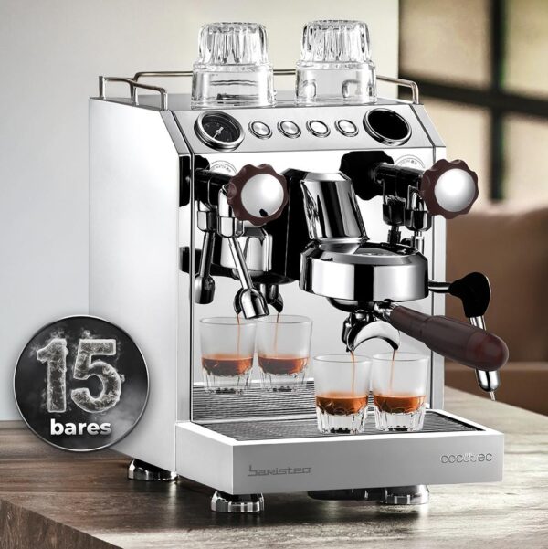 Imagen 4 Cafetera espresso barista Baristeo Classic de Cecotec. Con 20 bares de presión, sistema Thermoblock y manómetro para un café profesional de máxima calidad.
