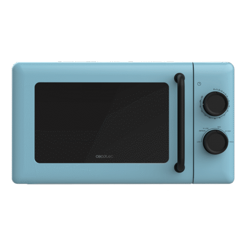 Vista frontal del microondas digital Cecotec Proclean 2500 con panel de control táctil y mando giratorio