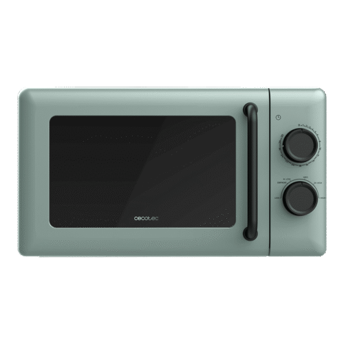 Vista frontal del microondas digital Cecotec Proclean 2500 con panel de control táctil y mando giratorio